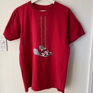 Vintage Air Jordan Shirt T-shirt shoes Wings dangling suspended smoking Seamless